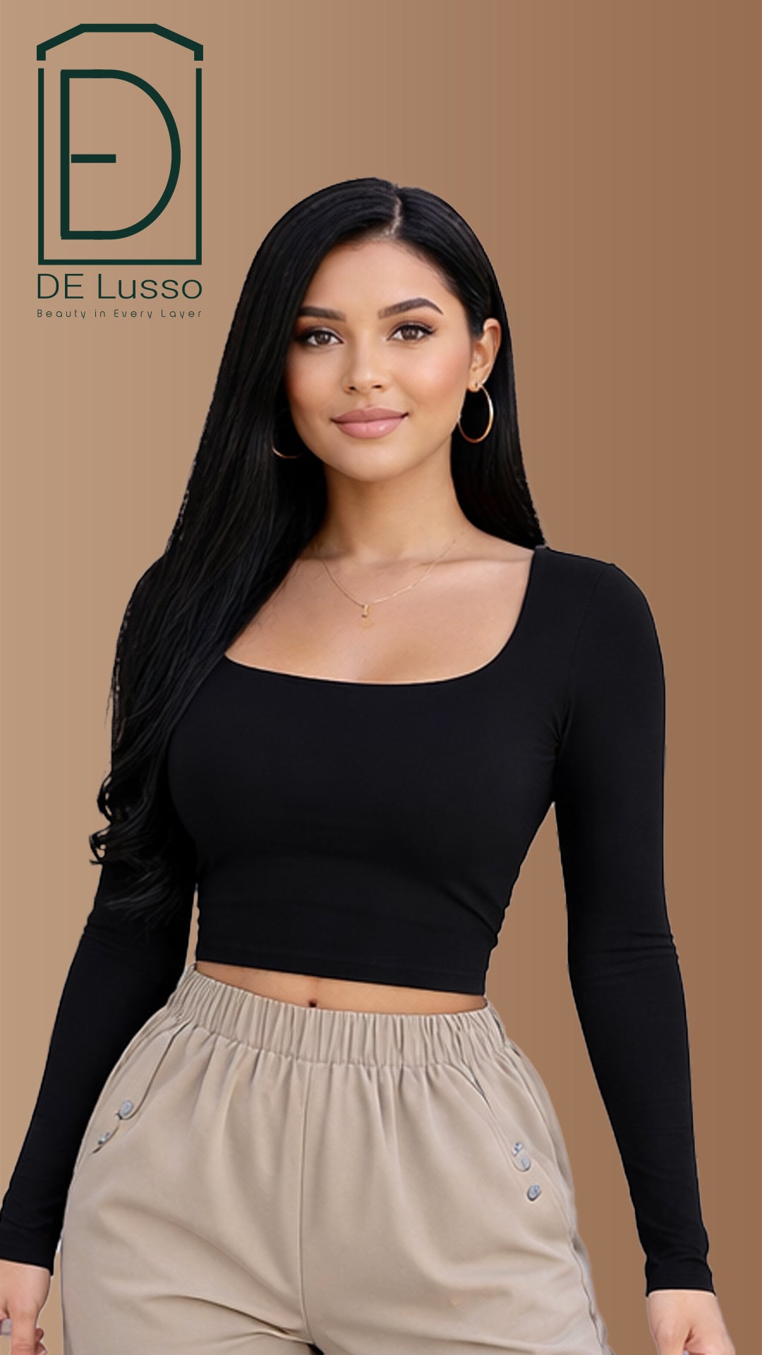 Square Neck Long sleeve Black