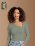 ASYMMETRICAL V NECK LONG SLEEVE