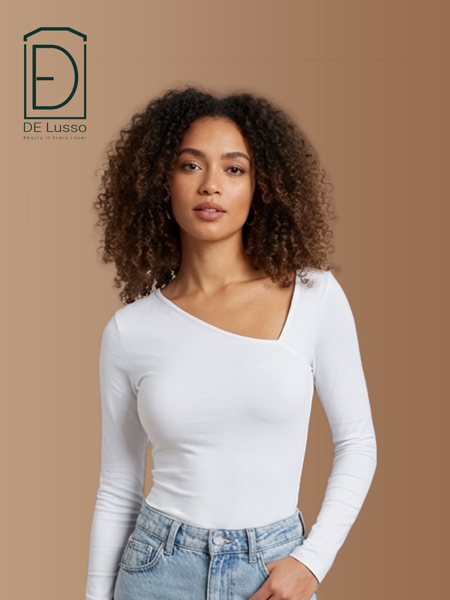 ASYMMETRICAL V NECK LONG SLEEVE